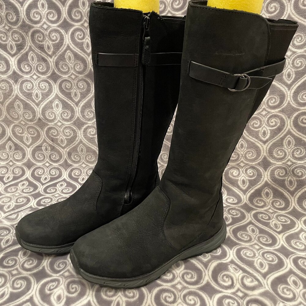 Eddie Bauer fleece-lined, side-zip Moosejaw boots, black, womens size 8